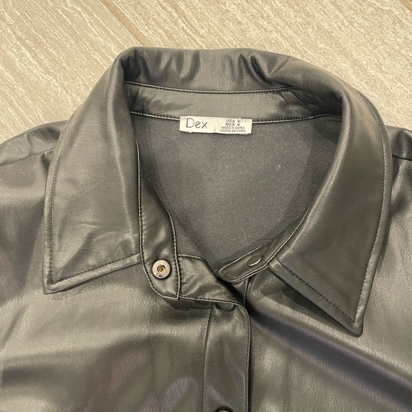 Dex Faux Black Leather Shirt/Shacket - Picture 5 of 6